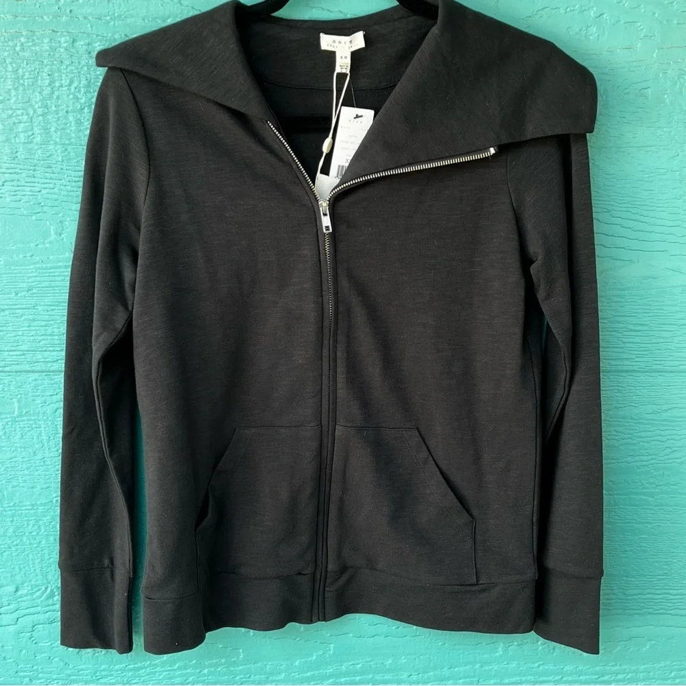 JOIE SOFT BLACK ZIP UP SWEATSHIRT SIZE XS NEW WITH TAGS RETAIL $188.